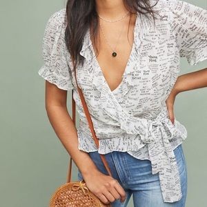 Anthropologie Maeve White and Black Valentine Top